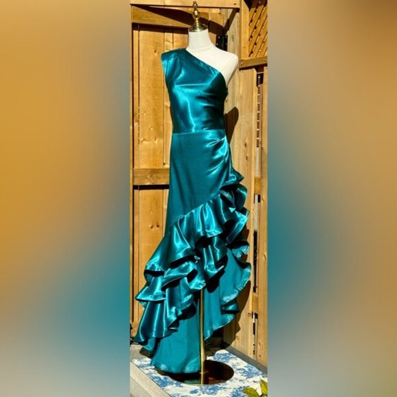 🆕 BRONX & BANCO Monica Turquoise Gown, Sz S US 4- Moving sale - Picture 5 of 15